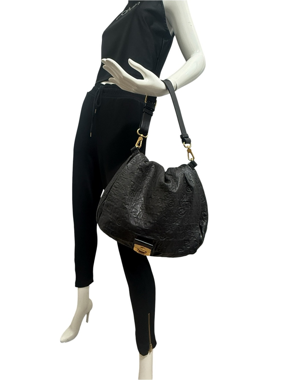 Leather hobo bag, Marc by Marc Jacobs Dreamy Logo Puckered Mouse - Picture 4 of 15